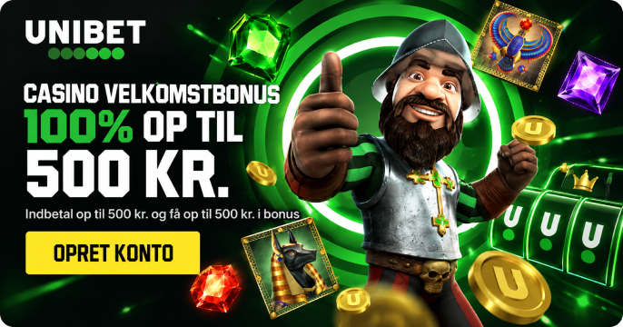 Unibet Casino velkomstbonus – 100% op til 500 kr.